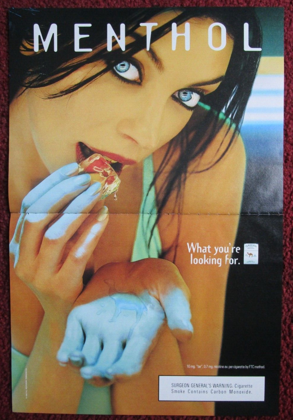 1998 CAMEL Menthol Cigarettes Tobacco Print Ad ~ Sexy Girl Cool Ice
