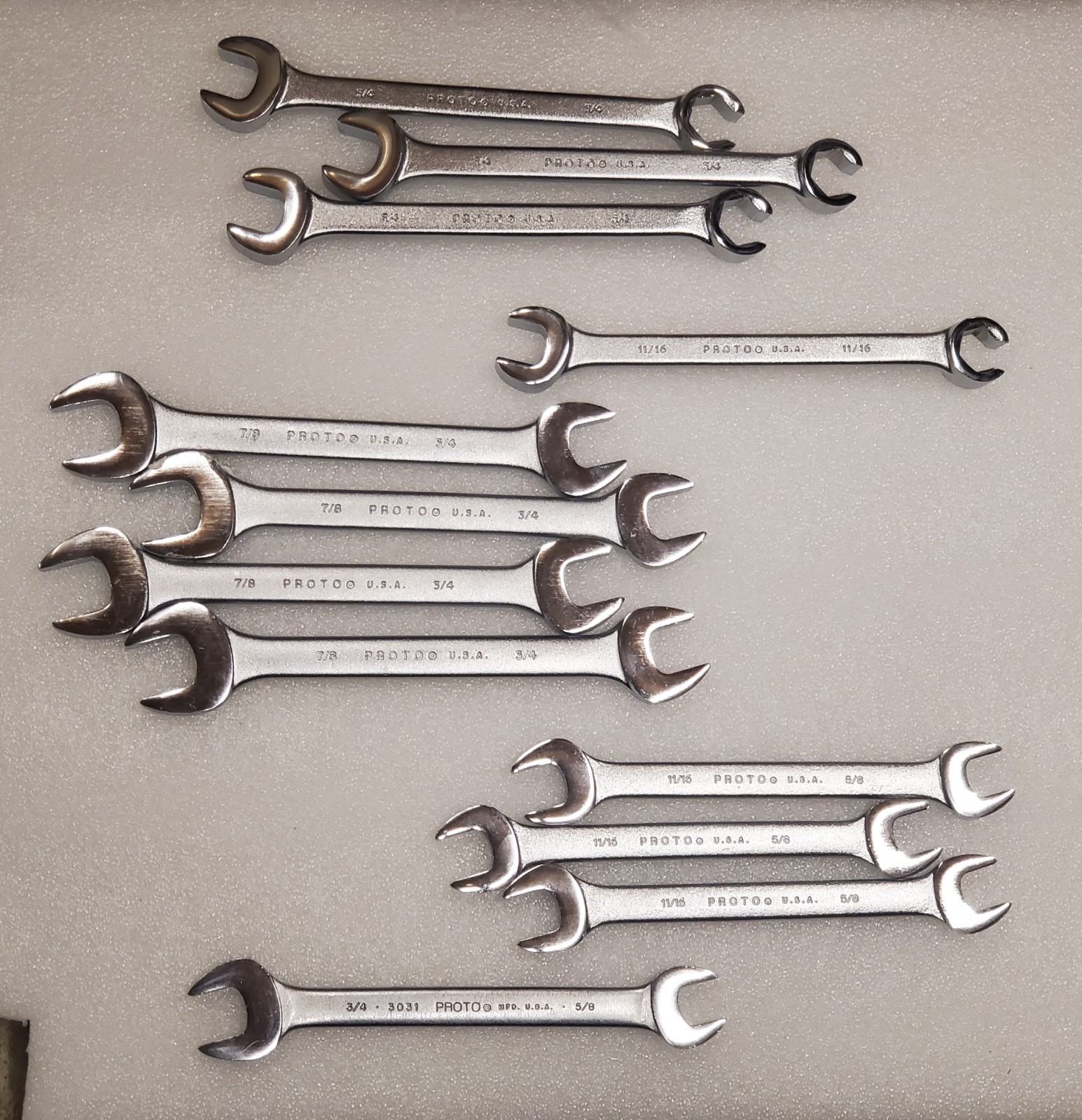 Lot of 12 PROTO Mixed Wrenchs, Made in USA, nearly new!