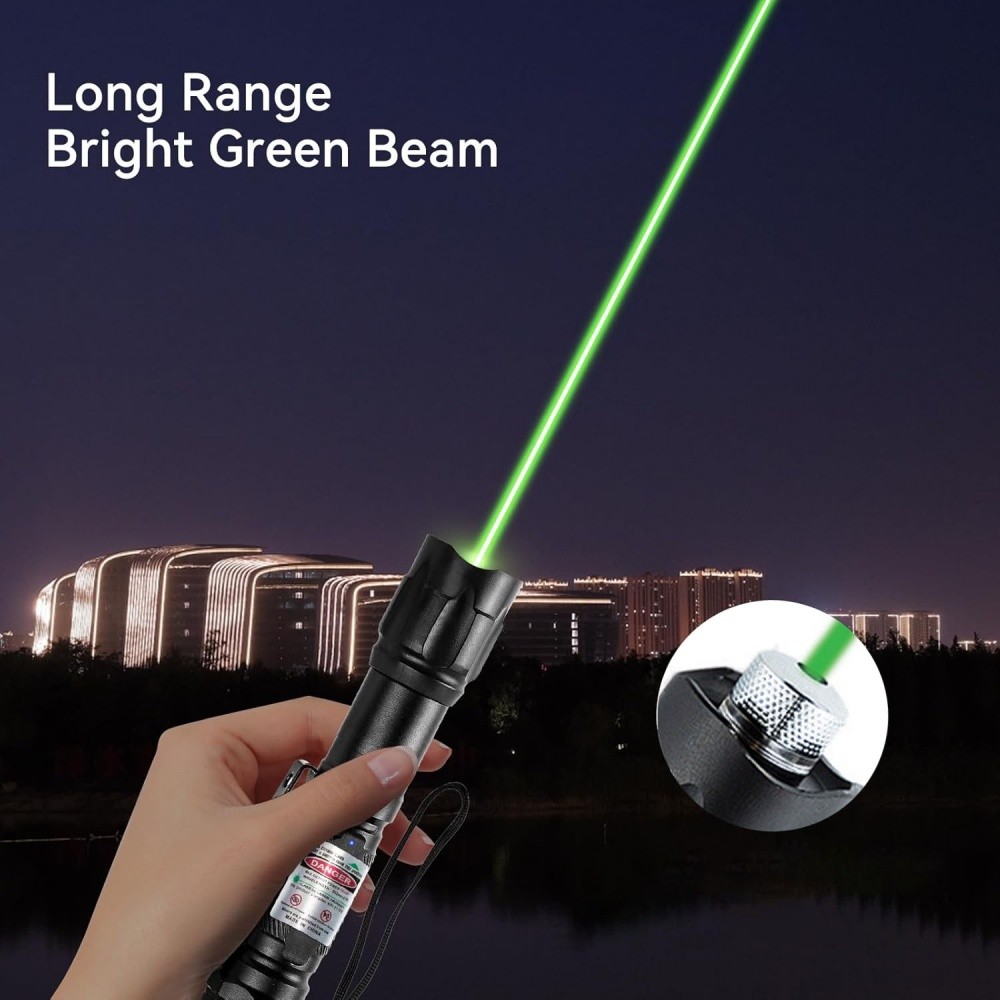 2PCS 6000Mile Green Laser Pointer Flashlight Visible Beam Light + Battery