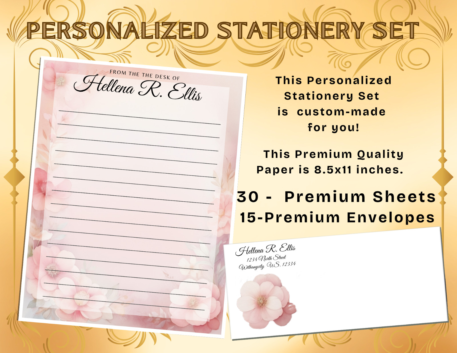 CUSTOM - PERSONALIZED - Stationery Papers & Envelopes - Watercolor #67367
