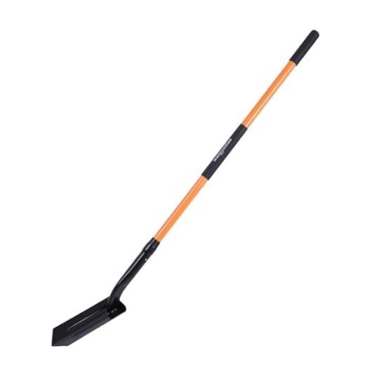 Pala de jardín profesional con mango largo naranja, hoja de Pala de zanjas
