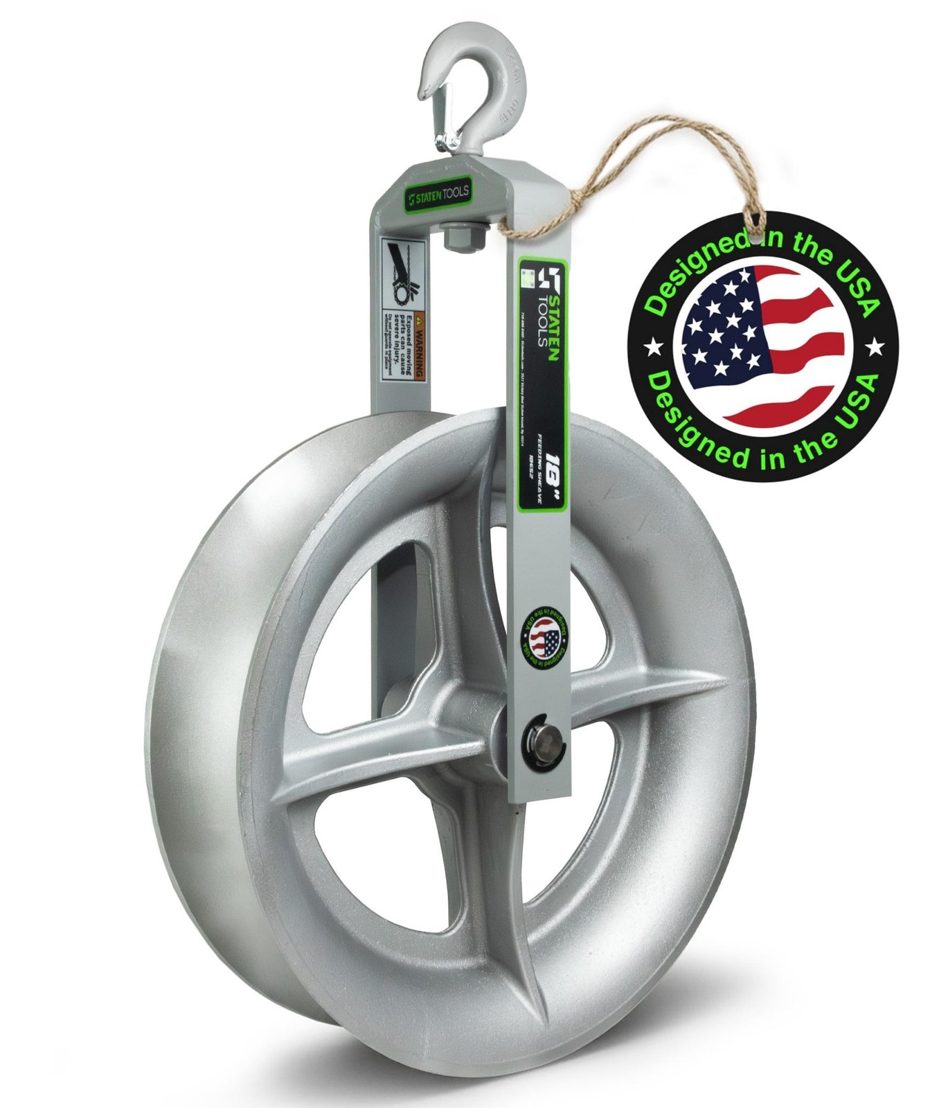 Staten Tools 18" Hook Sheave 652 | 6500lb | For Greenlee Tugger Pullers