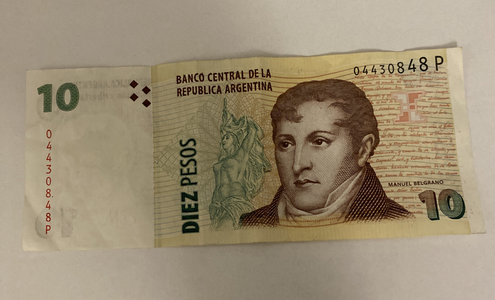 Diez Pesos Banco Central de Argentina Banknote B001