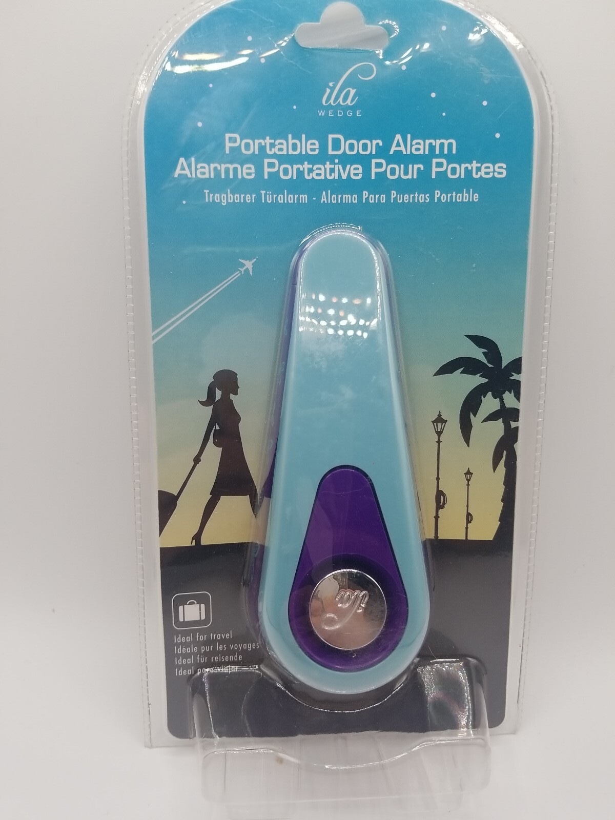 ILA Wedge Portable Door Alarm -  Blue & Purple Butterflie - Travel Safety
