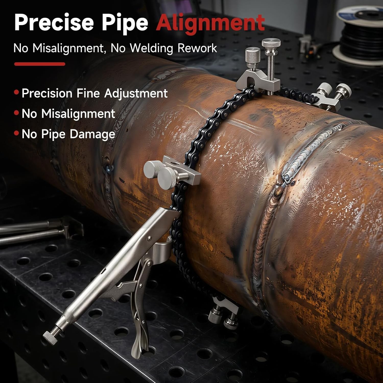 Strong Hand Tools Pipe Alignment Chain Pliers 48"Adjustable Chain Fits 14" Pipe