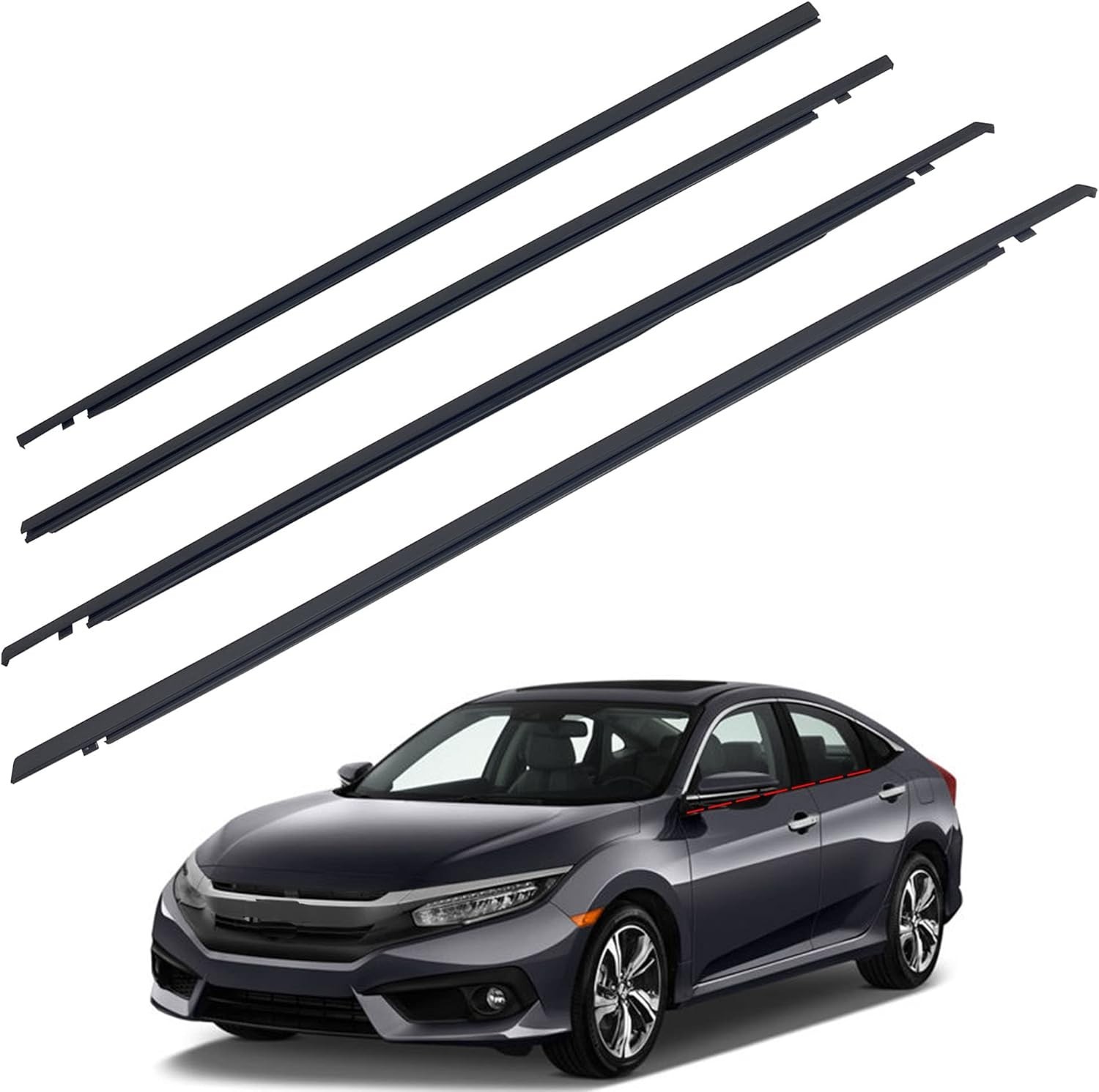 Window Weatherstrip Compatible with Honda Civic Hatchback 2016-2019 Replaces ...