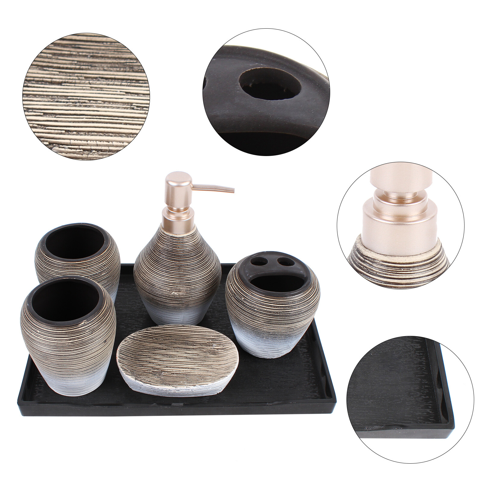 Ceramic Bathroom Accessories Set Decorative Storage Lotion Dispenser Holder 5PCS