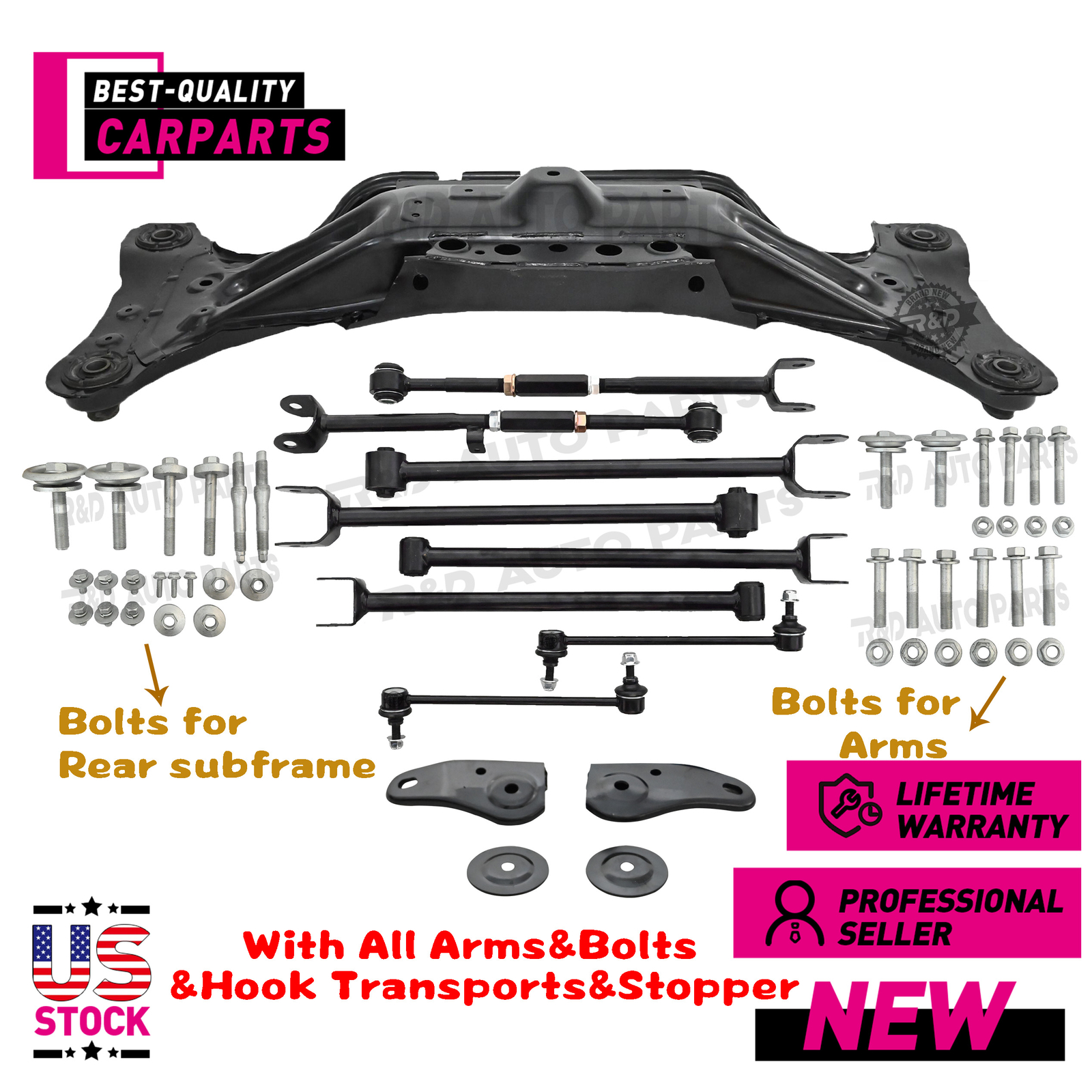 REAR CROSSMEMBER W/ARMS+Rear Sway Bar Links FITS Toyota Camry 02-11 Avalon Venza