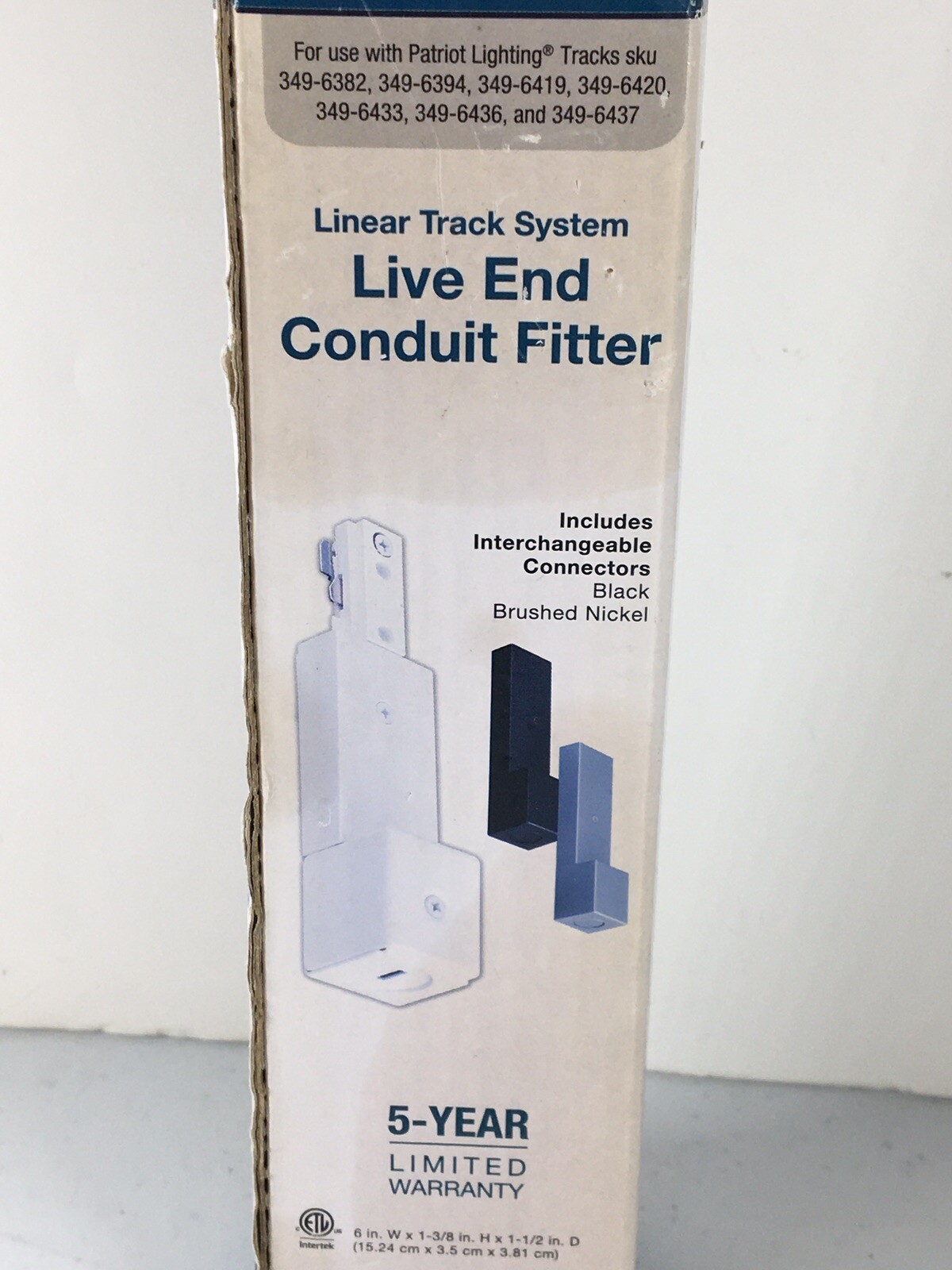 Linear Mixed Material Live End Power Feed, White, 6 In Black Brushed Nickel