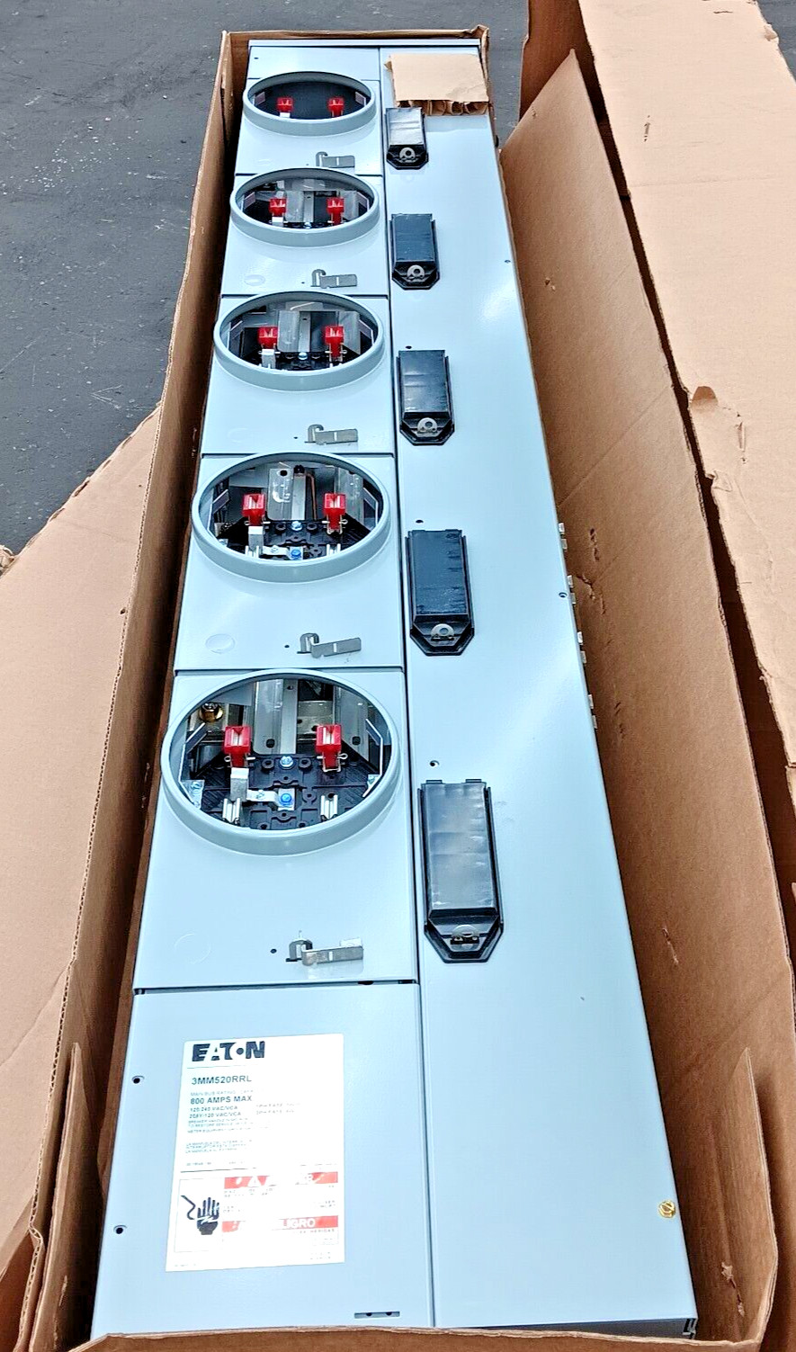 New Eaton 800/200 Amp Meter Stack 5-Gang Ringless 5-Jaw 208Y/120V 3Ø  3MM520RRL