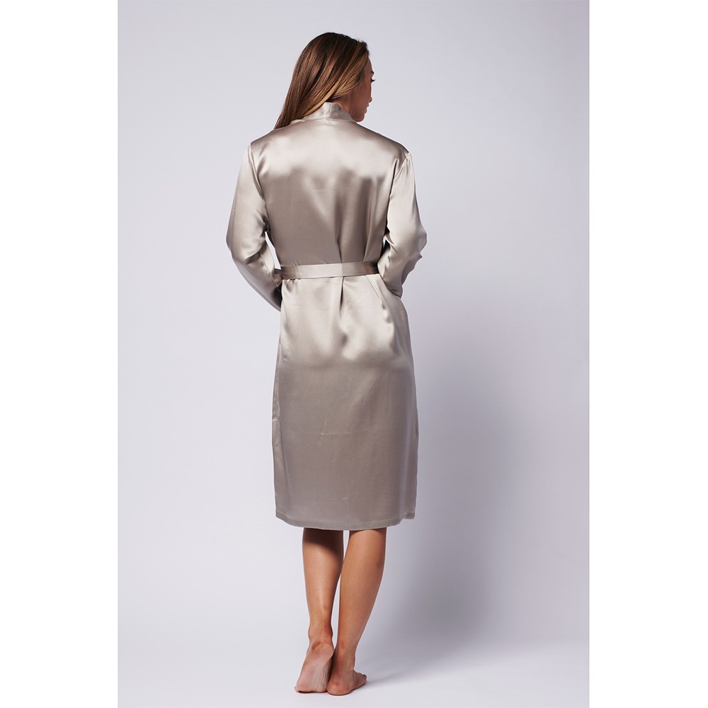 Silk Magnolia Silk Robe Medium Silver