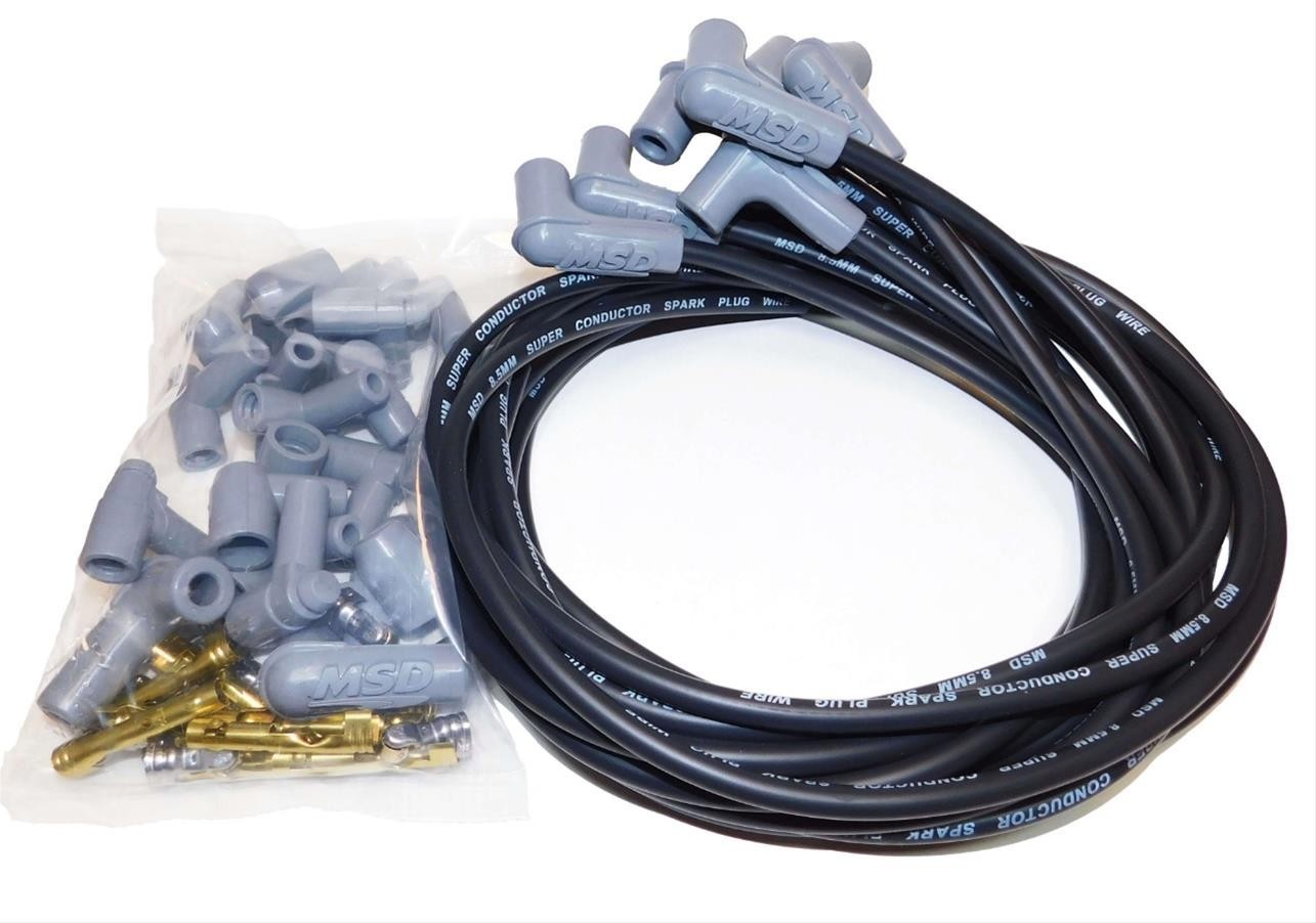 MSD #31233 8.5 MM 90 DEGREE BOOTS HEI / SOCKET CUT-TO-FIT BLACK SPARK PLUG WIRES