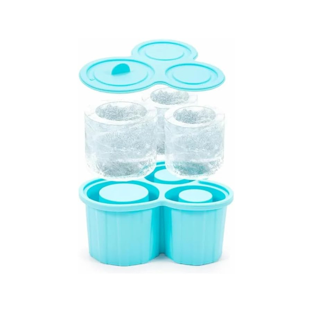 Ice Cube Tray with Lid and Bin for 30-40 oz Tumblers Silicone Molds 3 Ice Cubes