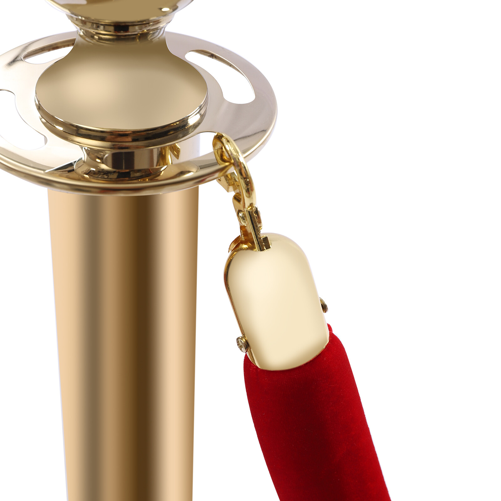6 Pcs Red Velvet Rope +Gold Stanchion Post Set Crowd Control Queue Pole Barrier