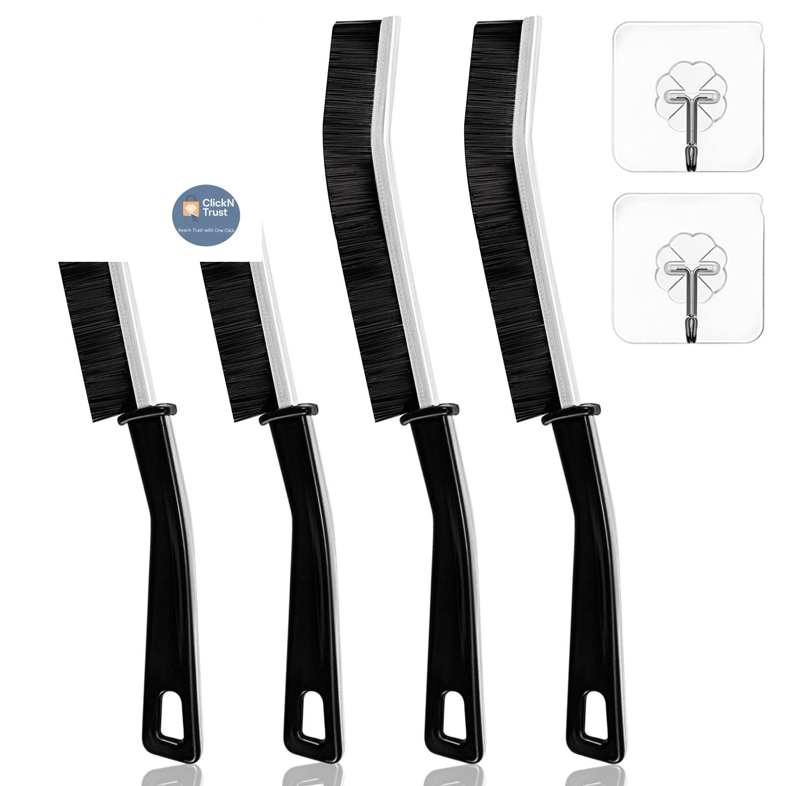 OKOM Multifunctional Stainless Steel Crevice Cleaning Brush - Hard Black