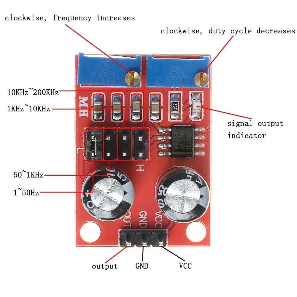 5PCS NE555 Frequency Adjustable Signal Generators; Compact & Lightweight Design