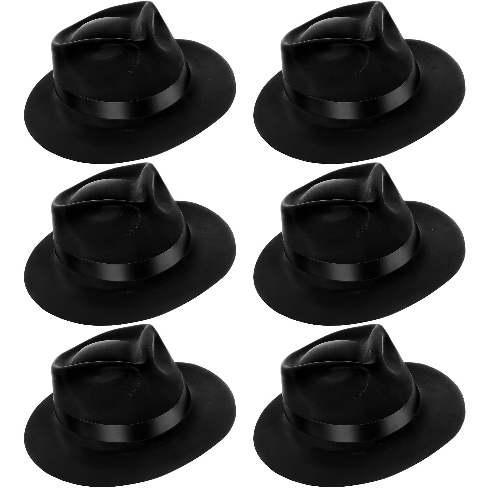 6 Pcs Plastic Gentlemen Gangster Hats for Adult 1920s Accessories Party