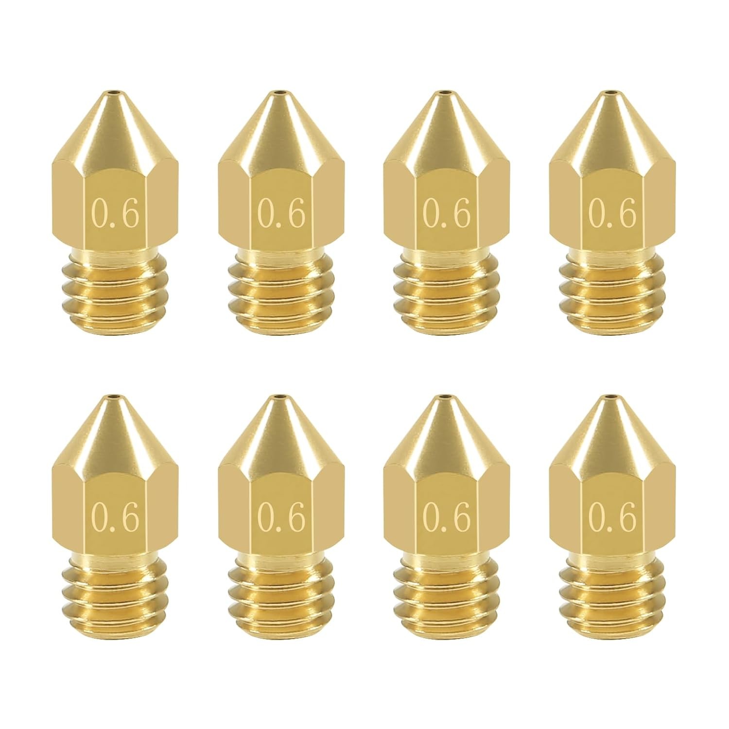 Aokin 8 Pcs 0.6mm MK8 Extruder Nozzles 3D Printer Nozzles for Creality Ender 3/3