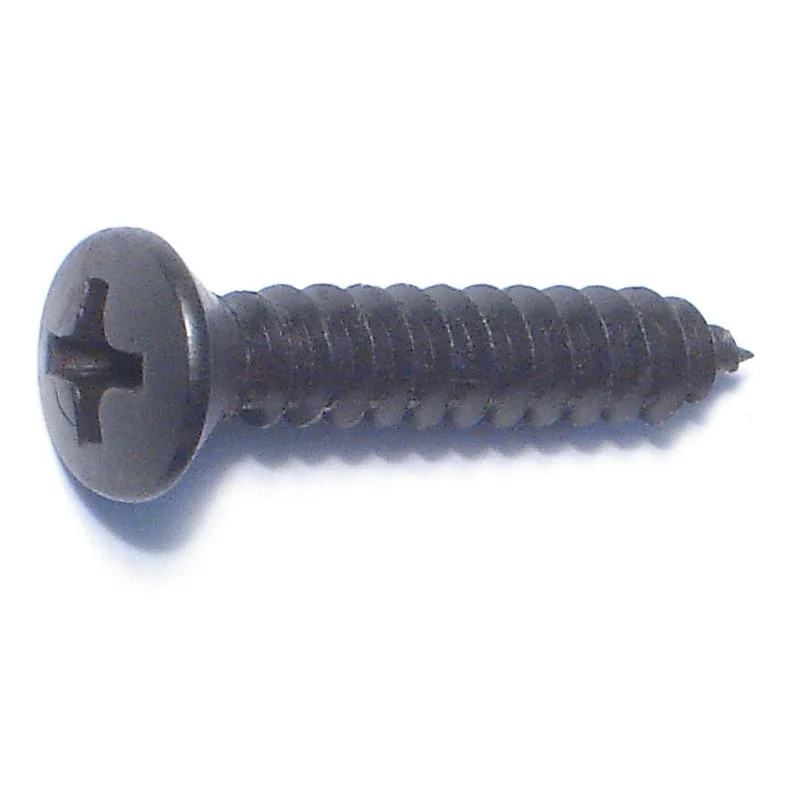 #10 x 1" Black Steel Phillips Oval Head Sheet Metal Screws (12 pcs.)