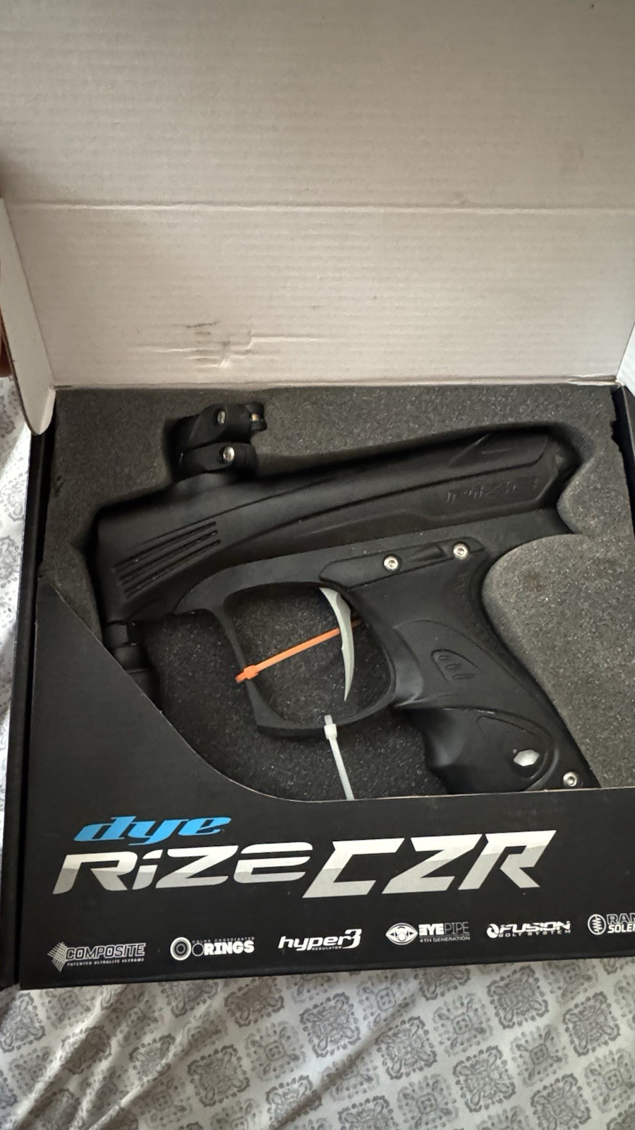 Dye Rize CZR Paintball Marker Package with Hopper, Harness, Pods, Tank