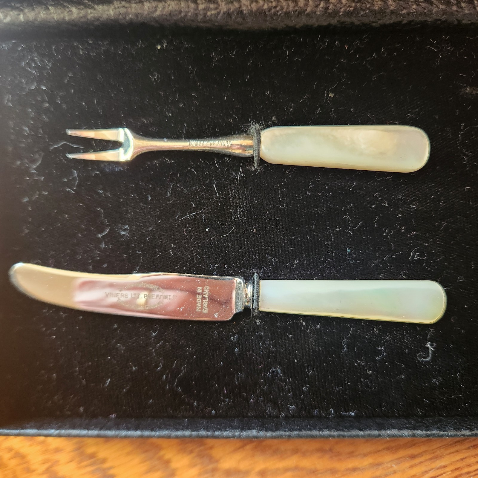 Genuine MOP Knife & Fork Bagel & Lox Set Made in England W/ Case