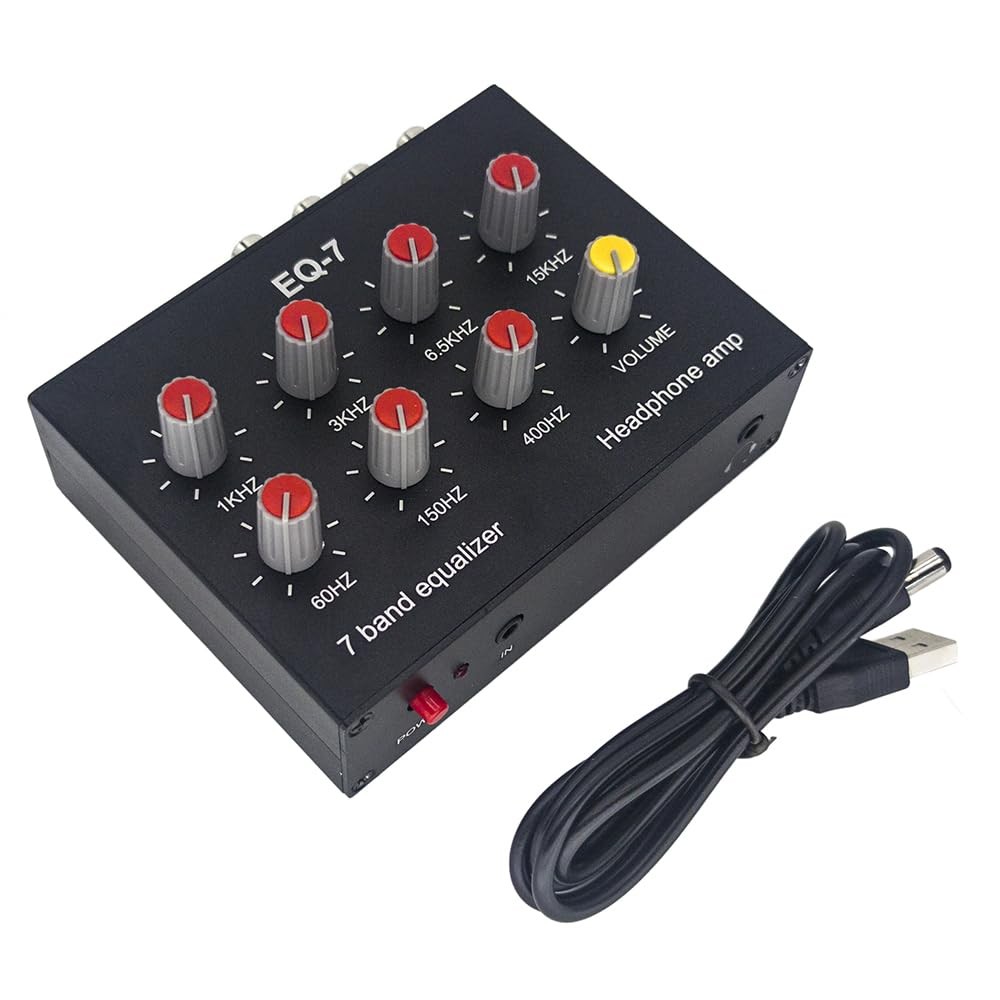 EQ-7 Audio Signal Headset Amplifier 7-Band EQ Equalizer 2 Channel Digital Sou...