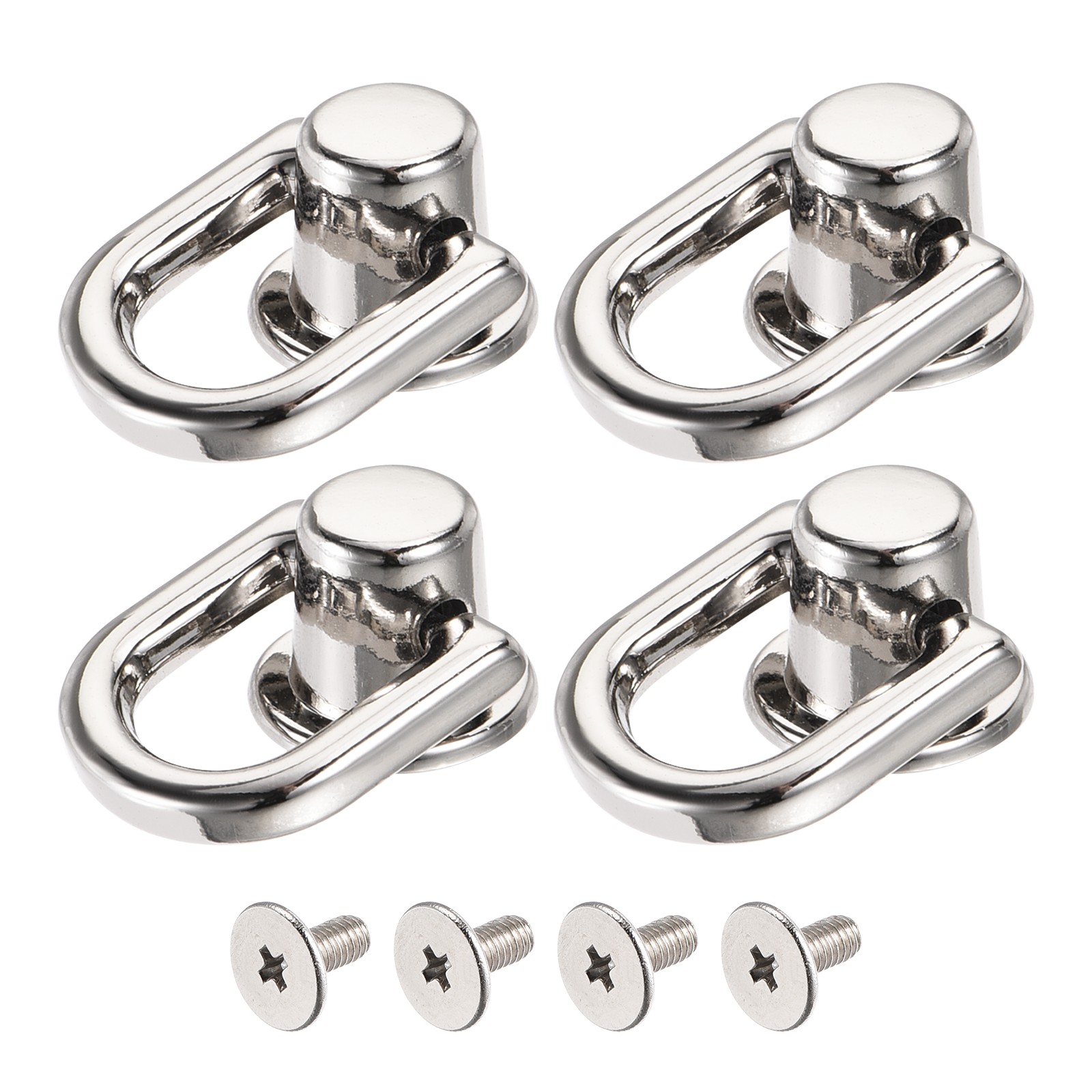D Ring Stud Screw Ball Post Head(12mm/0.47")4Pcs, Silver Tone