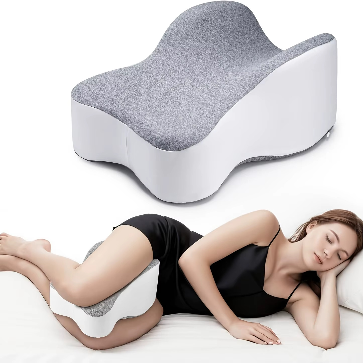 Memory Foam Knee Pillow Leg Spacer Side Sleeper Hip Back Support Cushion