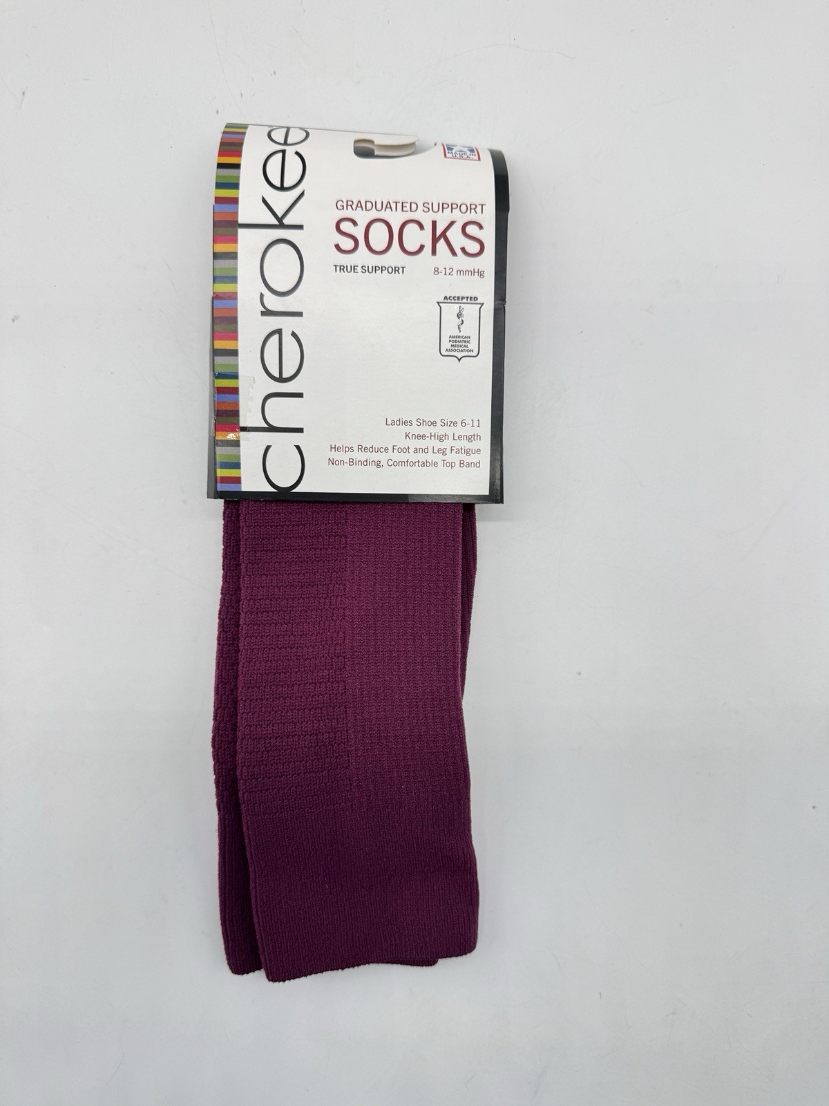 Cherokee Graduated Women’s Compression socks 8-12 MmHg Knee Length Size6-11 Wine