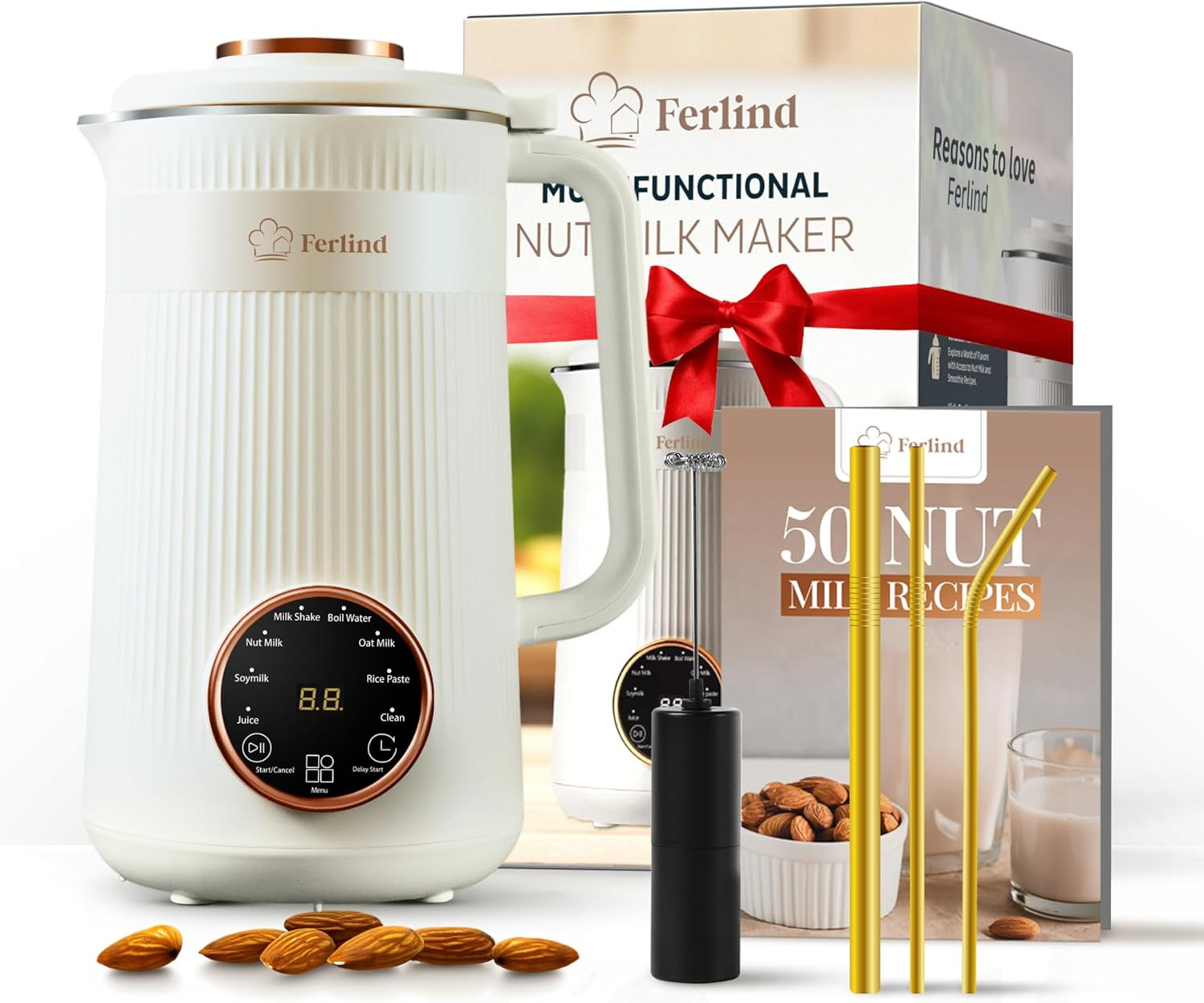NEW 8-In-1 Nut Milk Maker for 32 Oz Homemade Almond Milk, Oat Milk, Soy Milk, Co