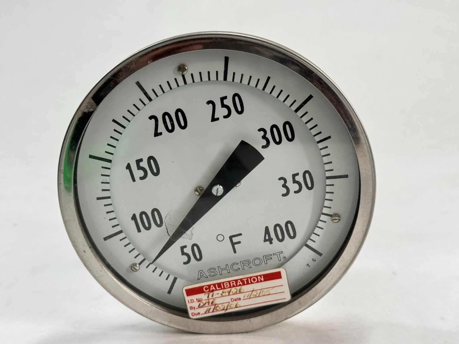 ASHCROFT Adjustable Angle Thermometer, 0-400F, 5" Face, 7-1/2" Stem, 3/4" NPT