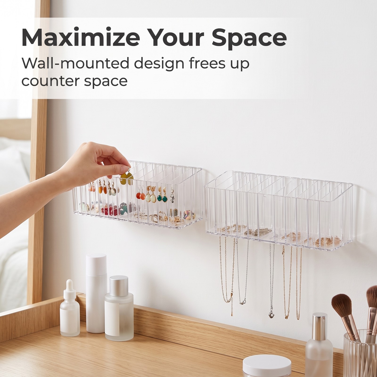 Jewelry Organizer Wall Mounted Anti-Tangle, for Bedroom - for Vanity