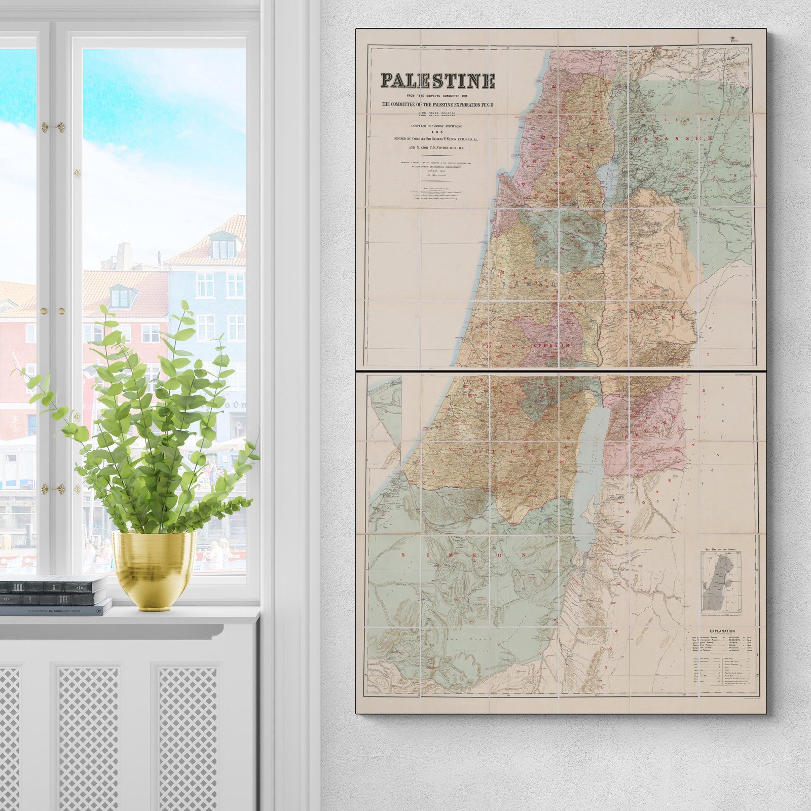 1890 Old & New Testament Map of Palestine – Biblical Sites & Holy Land