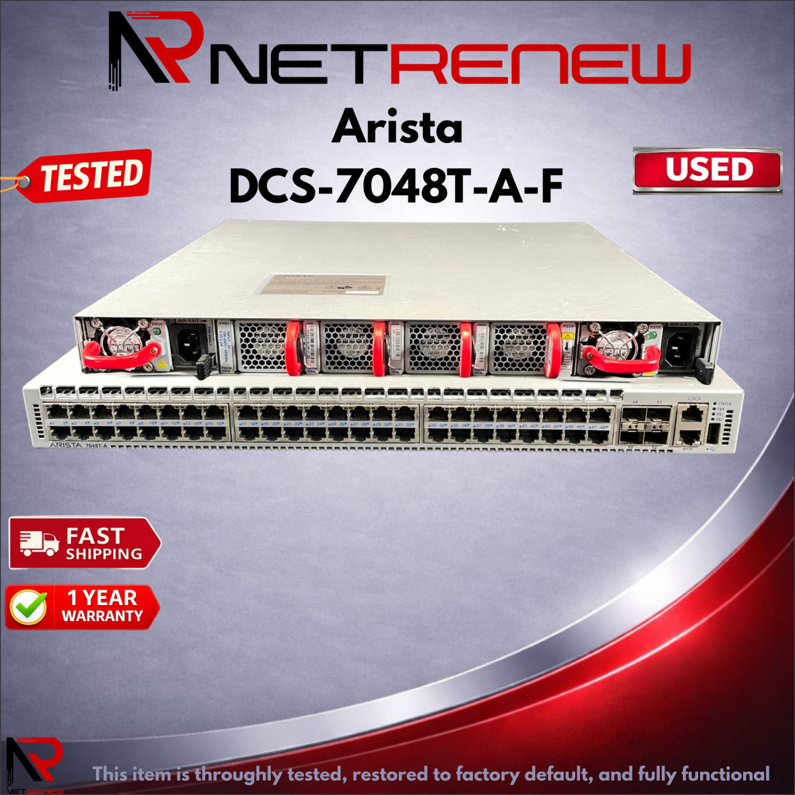 Arista DCS-7048T-A-F 48Port  4x 10GB SFP+ 48x 1GB RJ-45 Switch
