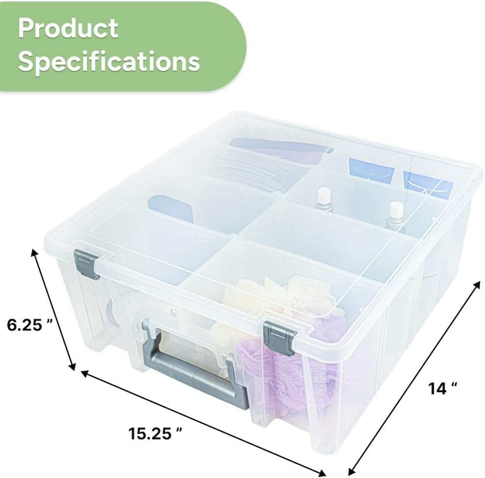 Super Satchel Double Deep Box - 8 Removable Compartments for Craft Storage