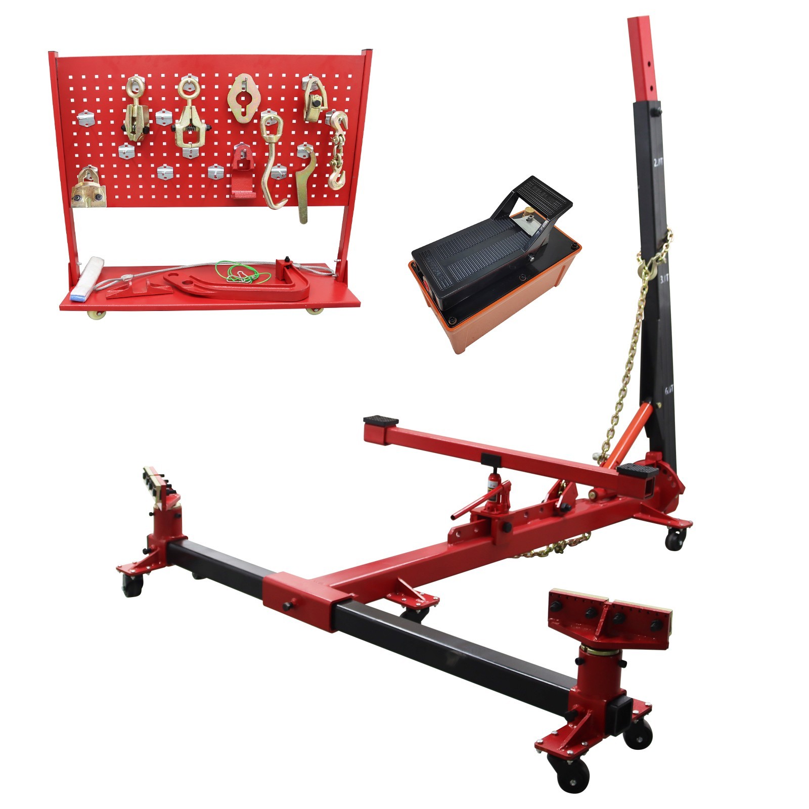 6600lbs Car Frame Machine Car Body Repair with Tool Cart Tower Adjustable 98KN
