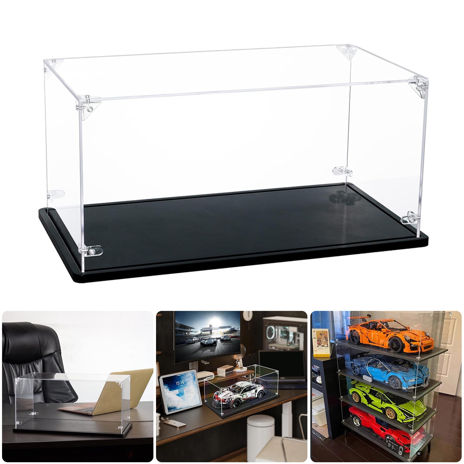 Acrylic Display Case for 1:18 Diecast Car Model Storage Box Dust Proof Glue Free