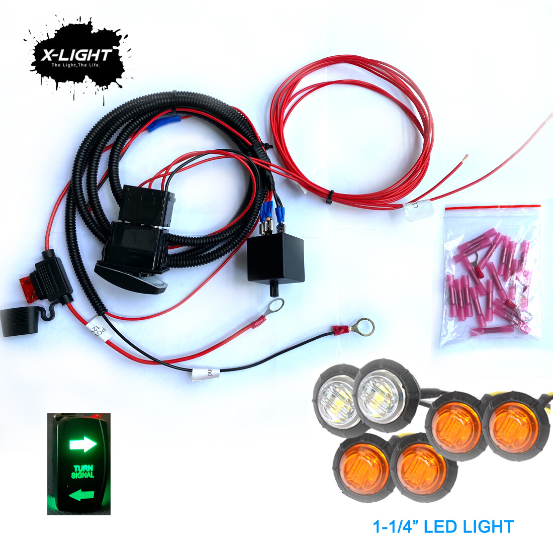 Street Legal LED Rocker Switch Turn Signal Kit For UTV SXS Kawasaki Mule Teryx 4