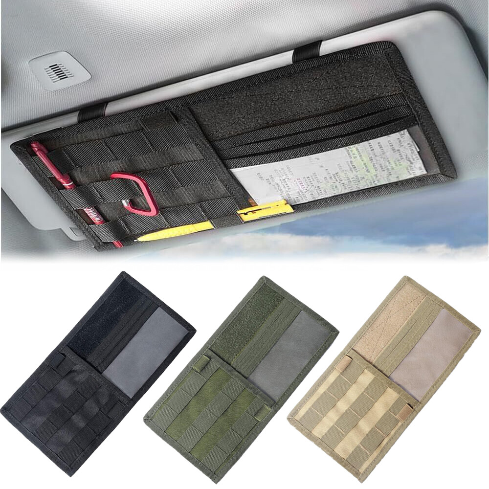 Large Tactical Vehicle Panel Organizer Pouch MOLLE Car Sun Visor Holder Bag Case