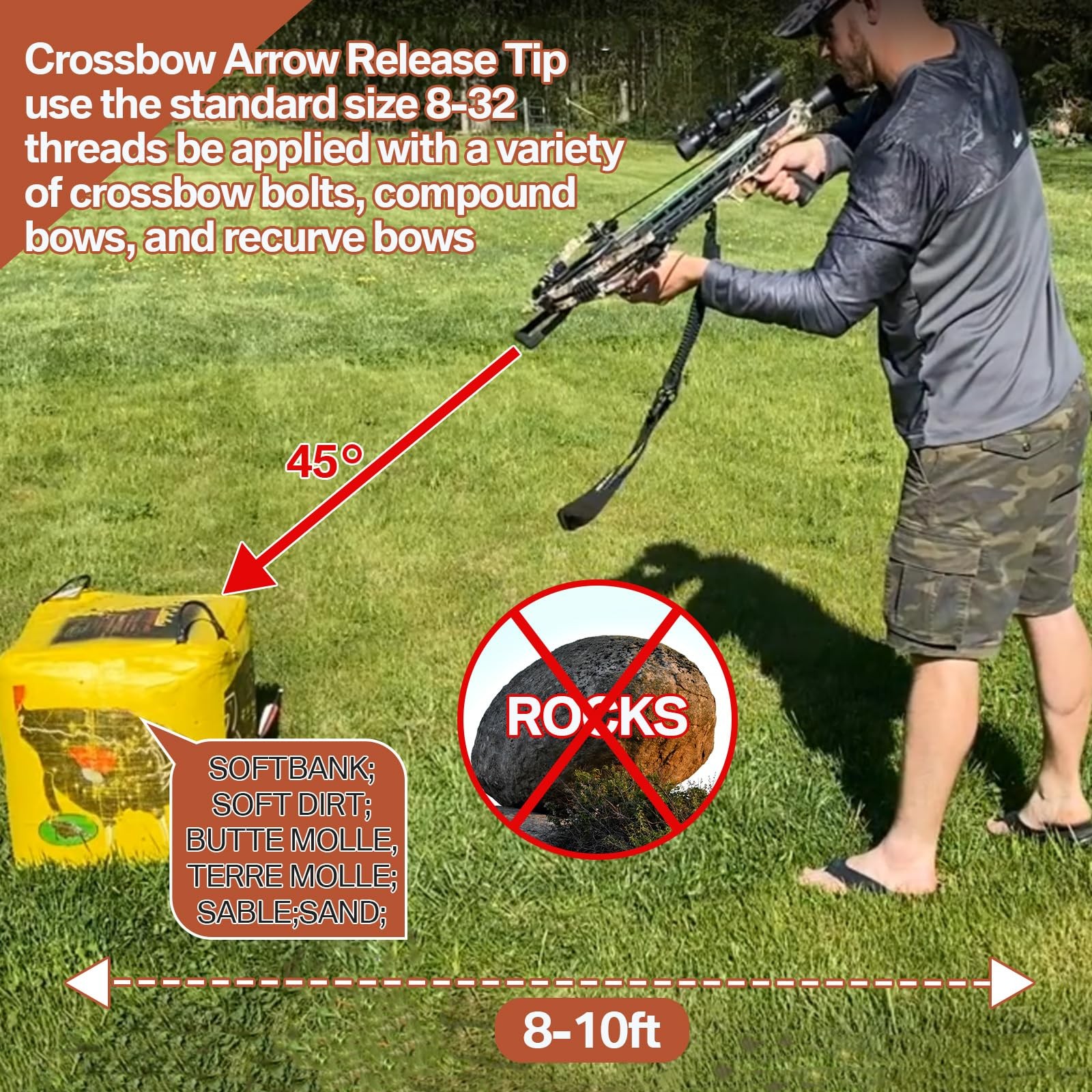 Feekoon 2 Pack Crossbow Bolt Decocking Head, Decocking Point Crossbow Arrow R...