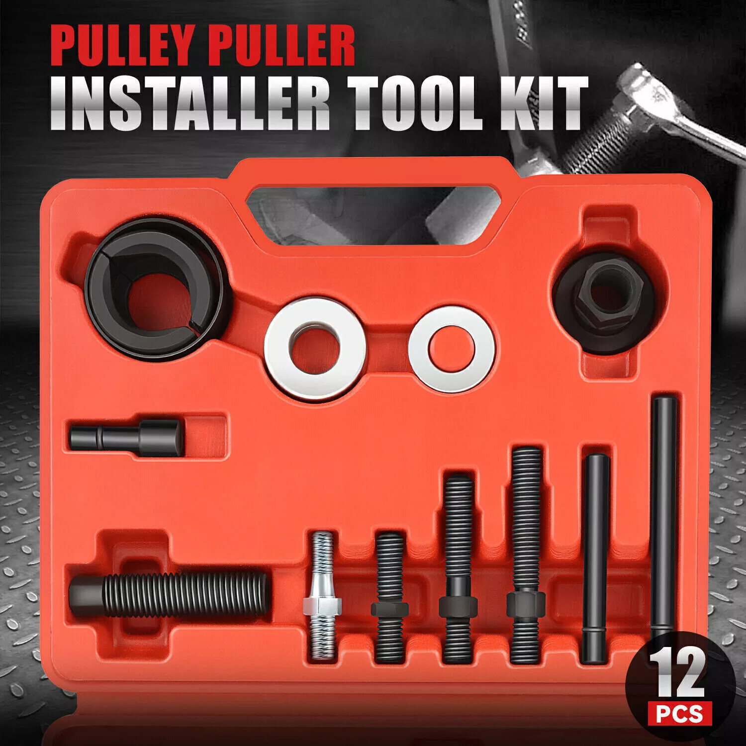 13pc Power Steering Pump Pulley Puller Remover & Alternator Installer Tool Kit