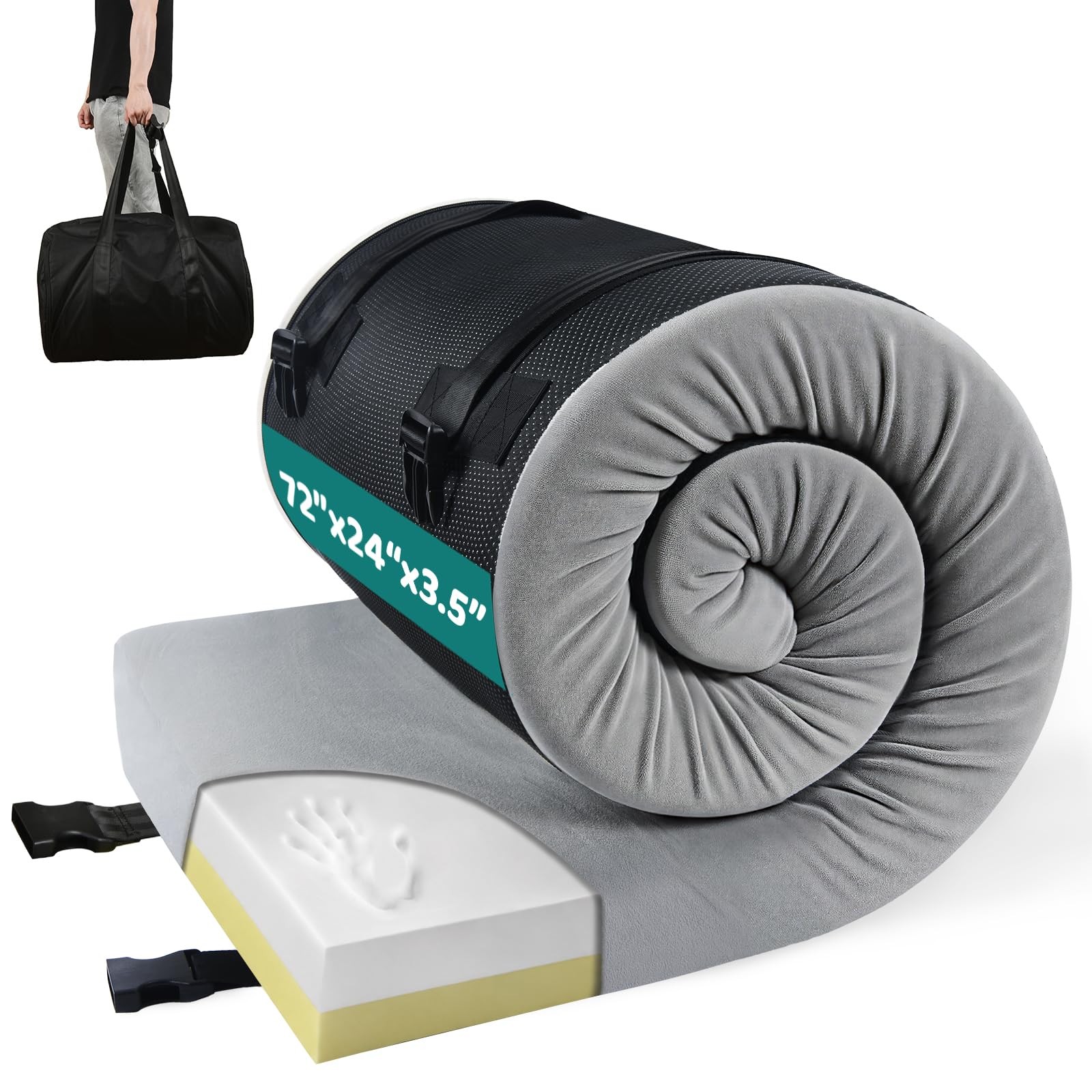 Extra Thick Supportive Foam Camping Mattress with Travel Bag