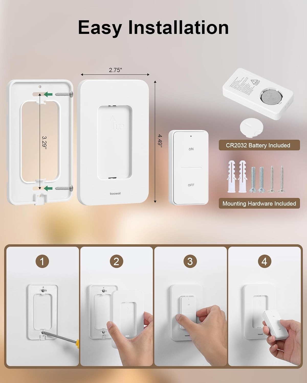 Remote Control Outlet Wireless Wall Switch, 200FT Long Range RF Remote Light ...