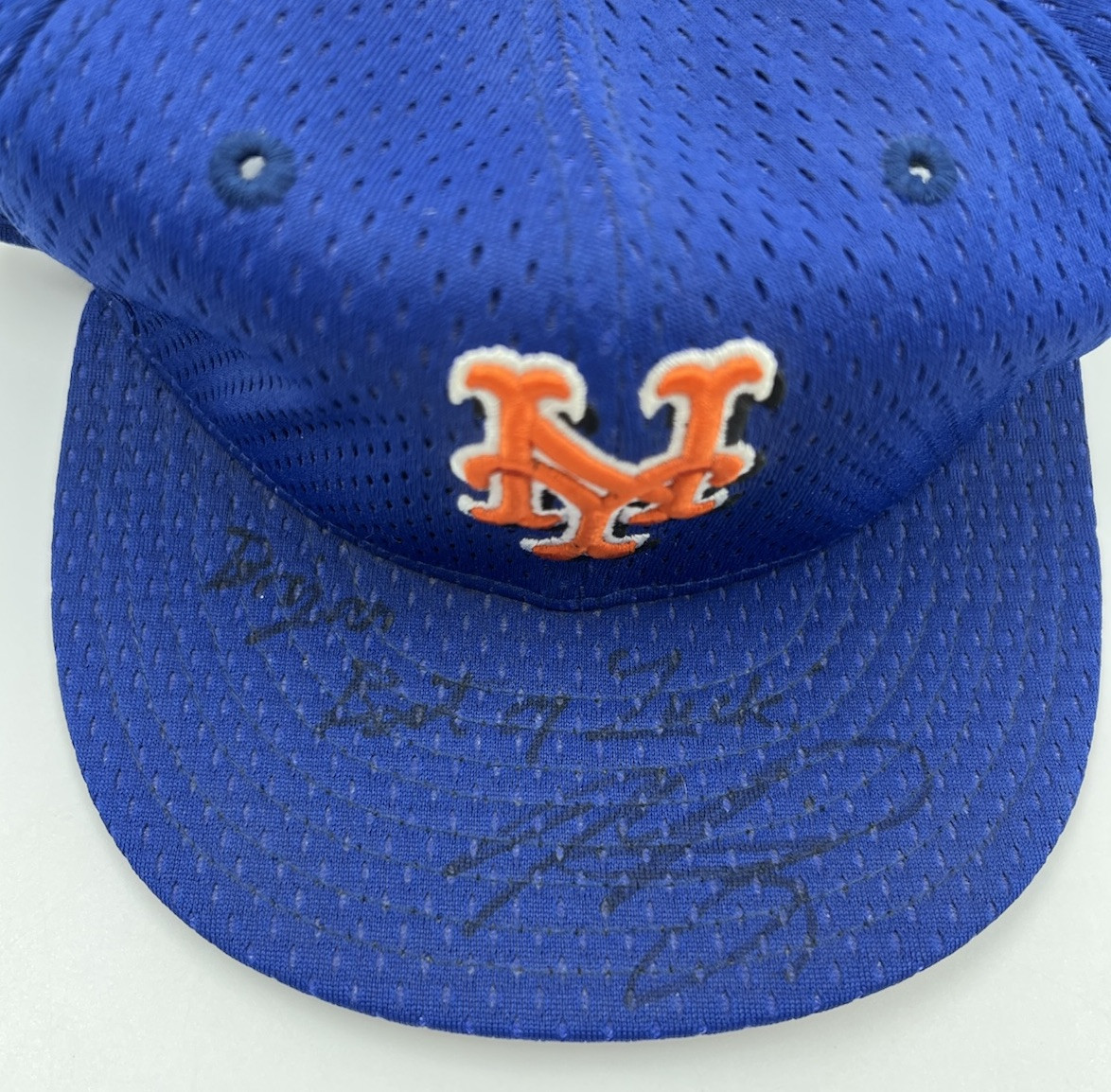 Vintage New Era MIKE PIAZZA NEW YORK METS Blue/Orange/Black JSA Autographed Hat