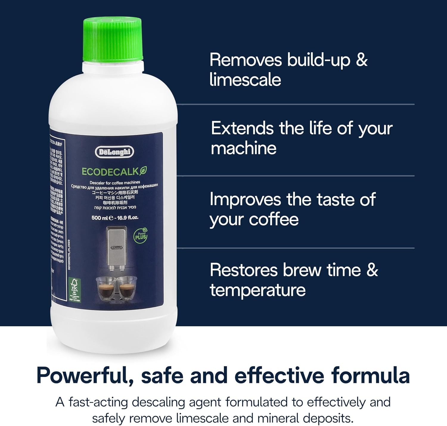 NEW DeLonghi EcoDeCalk Natural Descaler for Coffee Machines 16.90 oz SHIPS FREE