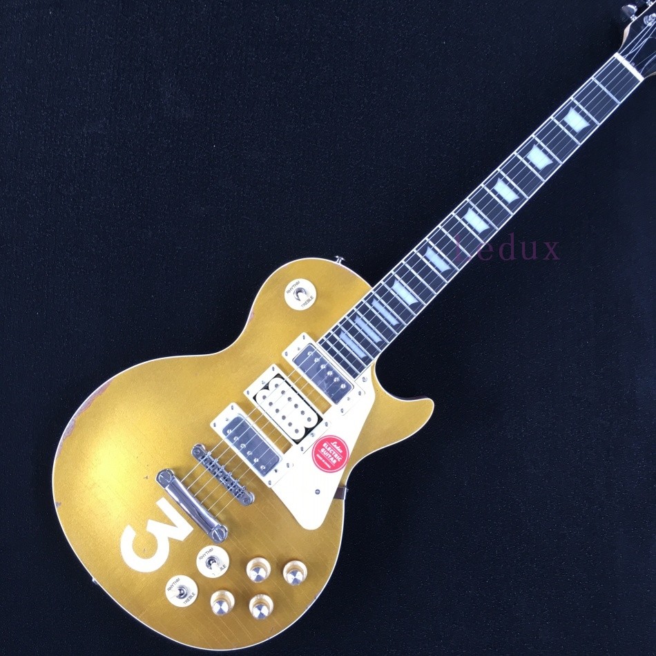 50s lp Electric Guitar Gold top 22 Frets Mahogany Body maple neck number3