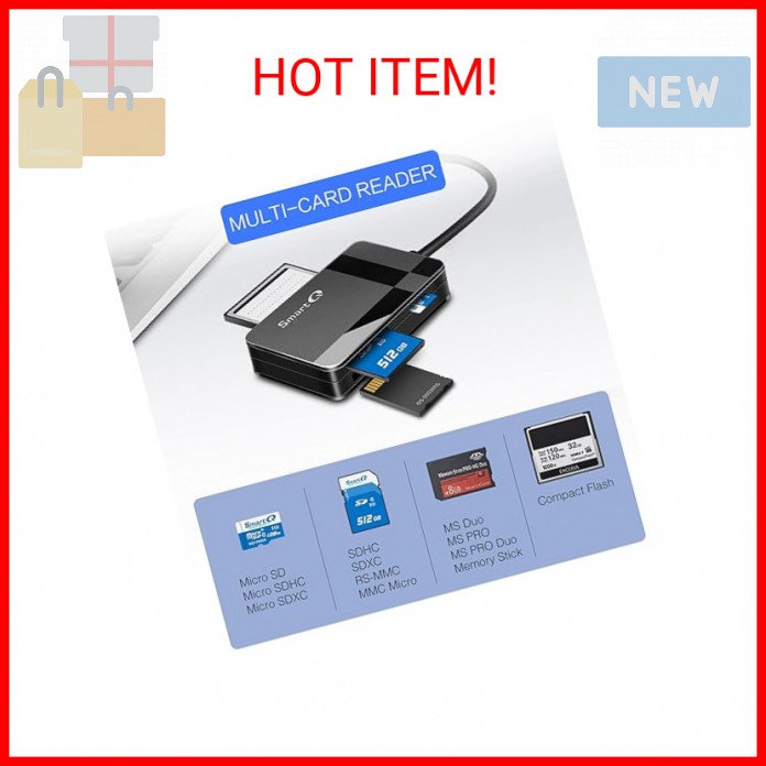 SmartQ C368 USB 3.0 Card Reader - Plug & Play, Compatible with Apple & Windows,