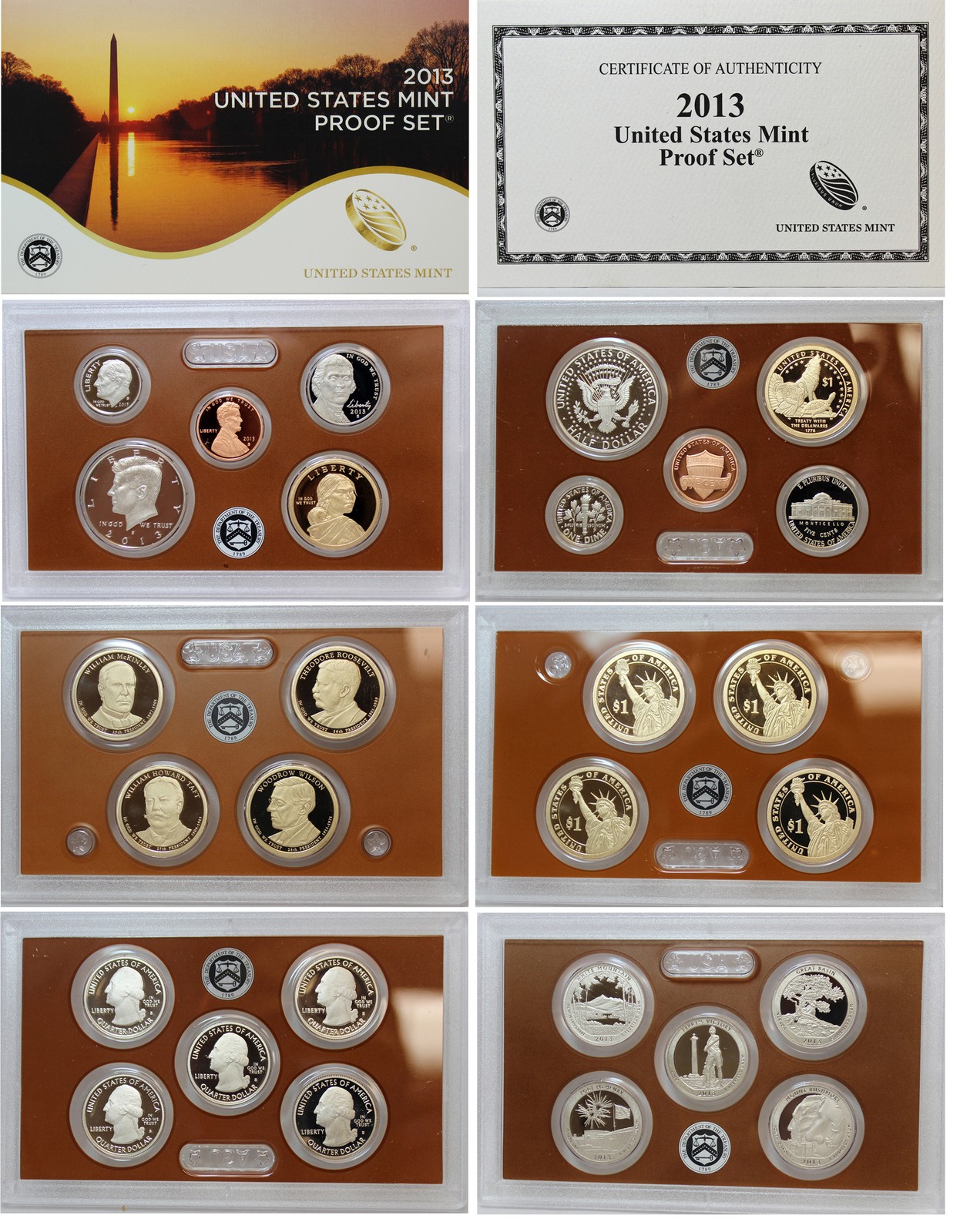 2013 Proof set CN-Clad  Kennedy, Presidential & ATB Quarters OGP 14 coins