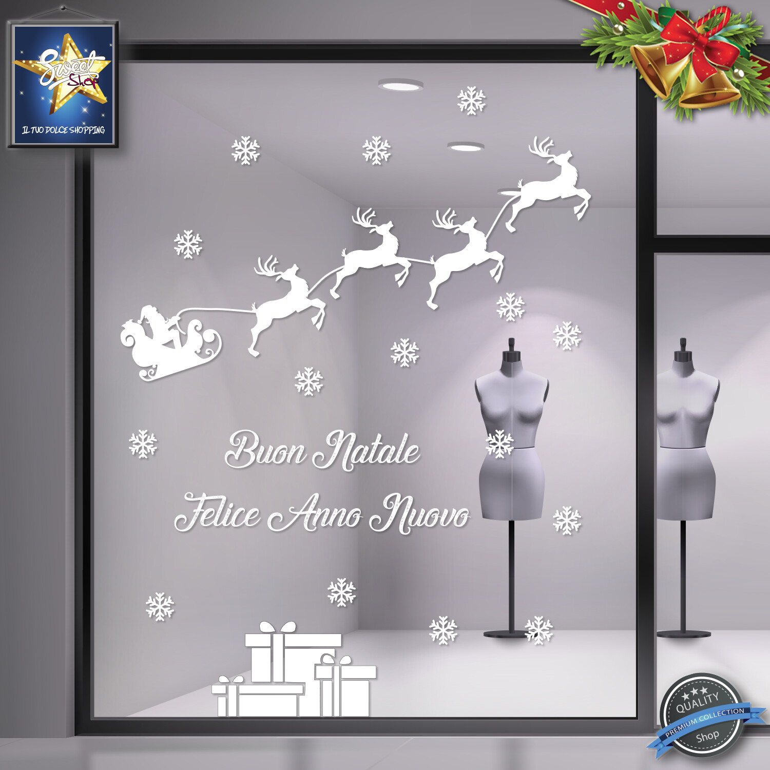 Glass window STICKERS SHOWCASE, SHOWCASE SHOP CHRISTMAS CHRISTMAS DECORATION LANGUAGES
