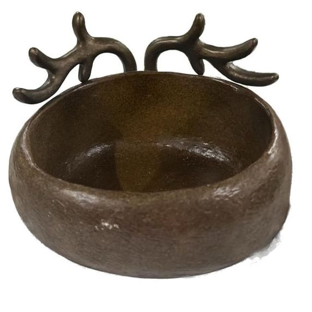 Vintage Iron Deer Head Bowl or Planter